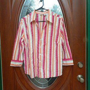St. John's Bay Multi-Color Stripe Blouse Size L